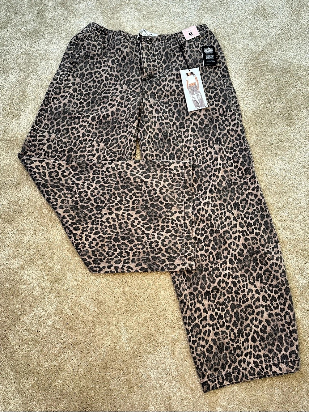 Women’s Leopard Print High-Waisted Wide Leg Trousers